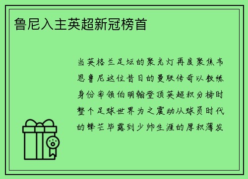 鲁尼入主英超新冠榜首
